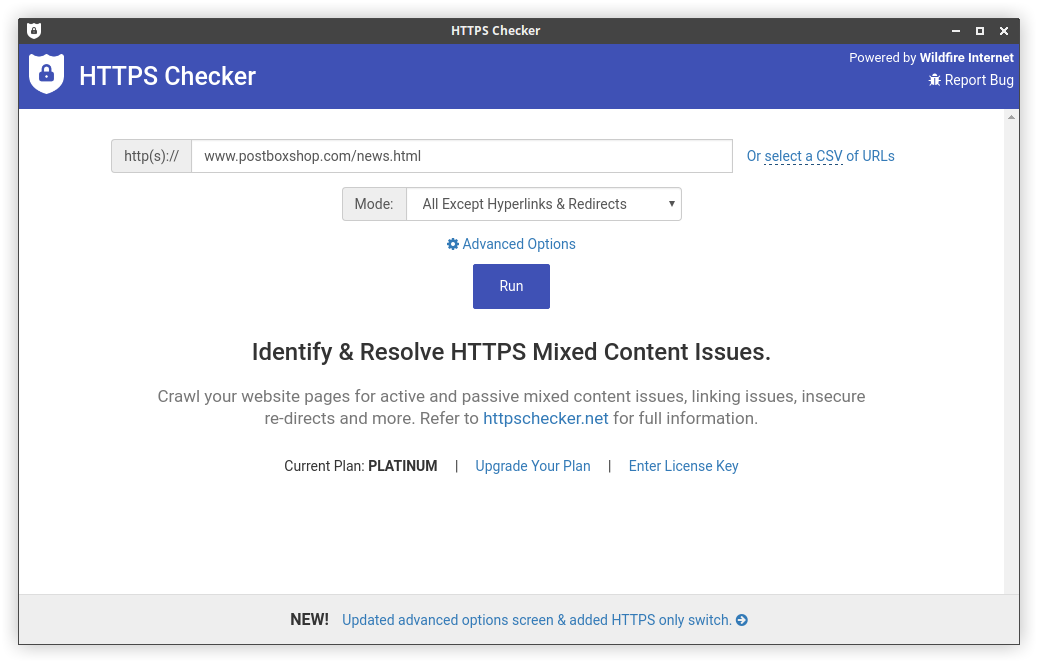 HTTPS Mixed Content Checker - Initial Screen